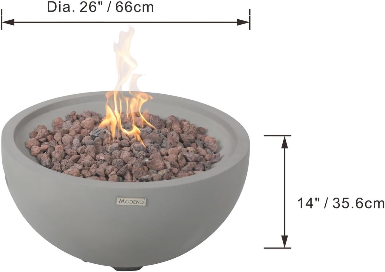 AMS Fireplace | Modeno | Nantucket | Firepit Table | Cover and Lava Rocks Included | (Fuel: Natural Gas - Light Gray)