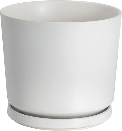 Ekirlin 5 inch Plant Pots,Ceramic Flower Planters Indoor,Modern Succulents Containers with Drain Hole Saucer,Decorate Home,Office & Outdoor (White)