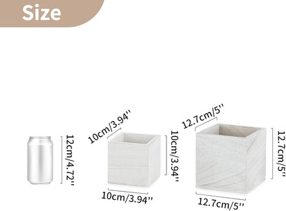 NUPTIO Wooden Box for Centerpiece Wedding: 12 Pcs Rustic Square Planter Box Farmhouse Table Fall Decor - 4×4" & 5×5" Whitewashed Small Wood Vases Flower Pots for Windowsill Home Garden