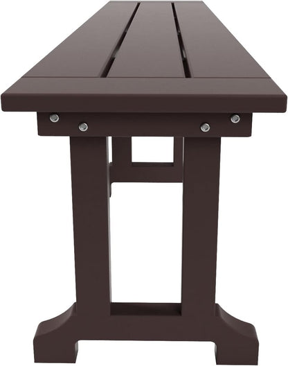 WestinTrends Malibu 65" Outdoor Dining Bench, All Weather Resistant Poly Lumber Patio Garden Bench Trestle Long Bench for Both Outdoor and Indoor, Dark Brown