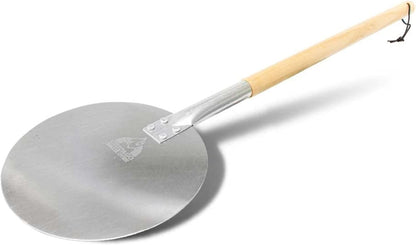 Pizza Turning Peel PRO - 9" Diameter- 31.5" Detachable Wooden Handle with Leather Strap, Premium Hard Aluminum, Perfect for Professional & Home Use, Ideal Bakeware, Oven Accessory