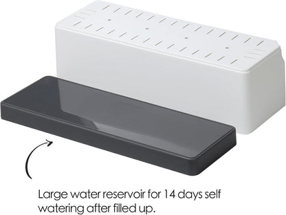 Self Watering Planters Pots for Indoor Plants, 2 Pack 17 Inch Plastic Planter Box Flower Pots for Indoor Outdoor Plants, Rectangle Herb Planter Window Boxes Planters with Drainage, Dark Gray Tray