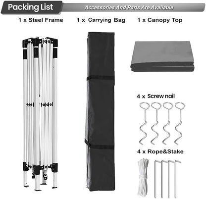 10x10ft Pop Up Canopy Tent,Heavy Duty Waterproof Folding Tent for Camping Parties Events Parties,Outdoor Canopy,Portable Sun Shelter,3 Adjustable Height(Grey)