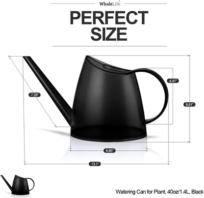 WhaleLife Indoor Watering Can for House Bonsai Plants (1.4L, Black)