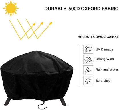 Round Fire Pit Cover, 58 Inches Diameter, 58 x 24 inch Waterproof Firepit Covers, for Patio Fire Pit, Full Coverage Dustproof Anti UV Outdoor Fire Pit Cover