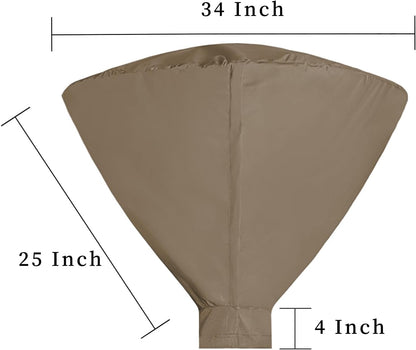 Easy-Going Patio Heater Head Cover 34" D with Zipper and Storage Bag, Waterproof Outdoor Round for Standing Heat, Dustproof, UV-Resistant (Top Cover Only, Camel)