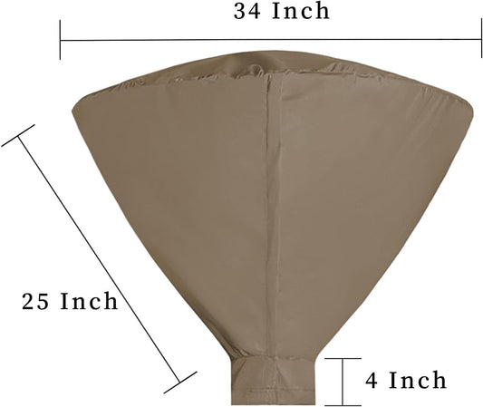 Easy-Going Patio Heater Head Cover 34" D with Zipper and Storage Bag, Waterproof Outdoor Round for Standing Heat, Dustproof, UV-Resistant (Top Cover Only, Camel)
