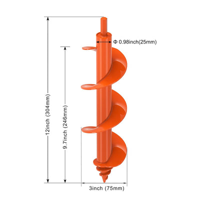 Threaded Auger Drill Bit Pro, 3''x 12'' Garden Auger with Self-Tapping Screw & Reinforced Weld, 3MM Heavy Duty Spiral Drill Bit for Drill, for Bulbs Flowers Plants Post Hole Digger