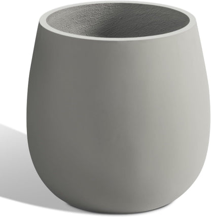 Oval Concrete Planters for Outdoor Plants, Large Tall Cement Flower Pots Indoor for Garden, Front Porch, Patio (Gray, 18.5 inch)