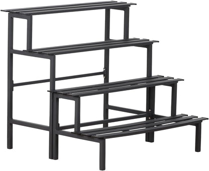Aluminum Plant Stand - Indoor & Outdoor Ladder Display Shelf for Plants - Sturdy Space-Saving Utility Organizer for Patio, Balcony & Garden (4-Tier)