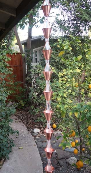 Nutshell Stores Steel Cups Rain Chain - Copper Plated - 16 Feet