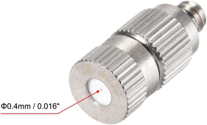uxcell Brass Misting Nozzle - 3/16-inch Threaded 0.4mm Orifice Dia Fogging Spray Head for Outdoor Cooling System - 5 Pcs Silver Tone