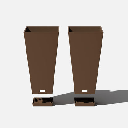 Veradek V-Resin Indoor/Outdoor Taper Planter (Espresso, 26 inch - 2 Pack with 2 Saucer Trays)