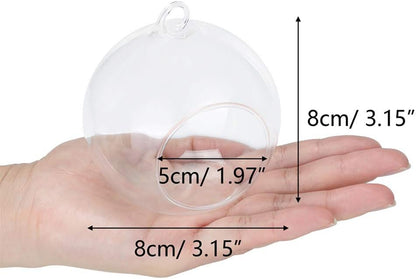 24 Pcs 3.15"/ 8cm Hanging Glass Tealight Holder Globe with LED Tealight, Plant Terrariums Glass Orbs Air Plants Tea Light Candle Holders Home Decor Indoor Outdoor Garden DIY Gifts (24 Pcs)