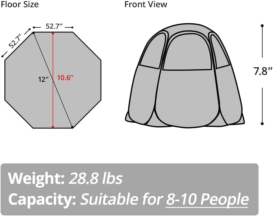 Alvantor Screen House Gazebo, 6-10-15 Person Pop Up Igloo Screened Canopy Tent with Mosquito Netting Sides, Instant UV Resistant Sun Shelter for Garden, Patio, Backyard