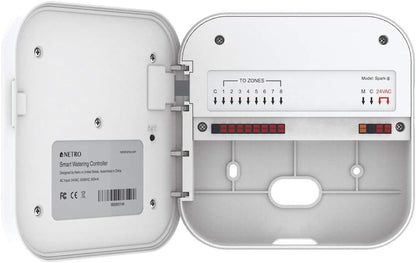 Netro Spark Smart Sprinkler Controller, WiFi, Weather Aware, Remote Access, Compatible with Alexa (8 Zone)