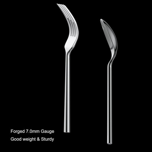 Alata Potter 40-Piece Forged Silverware Set Stainless Steel Flatware Set Cutlery Set, Service for 8, Mirror Finish, Dishwasher Safe