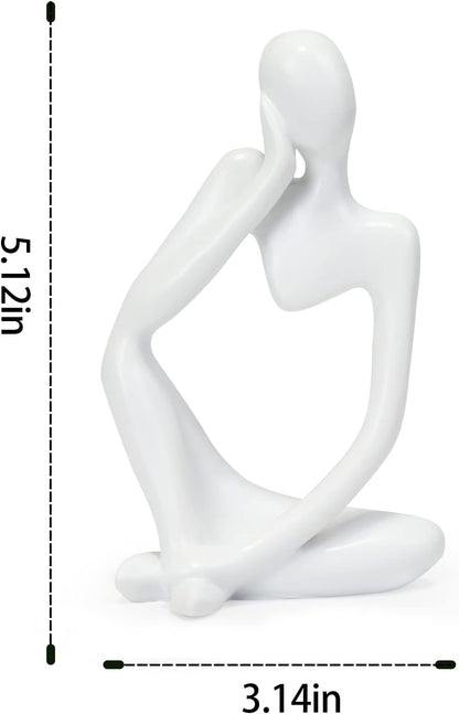 INNOLITES Resin Statue Thinker Style Decoration Abstract Sculptures Collectible Figurines for Home Decor Modern Office Shelf Desktop（White Left）