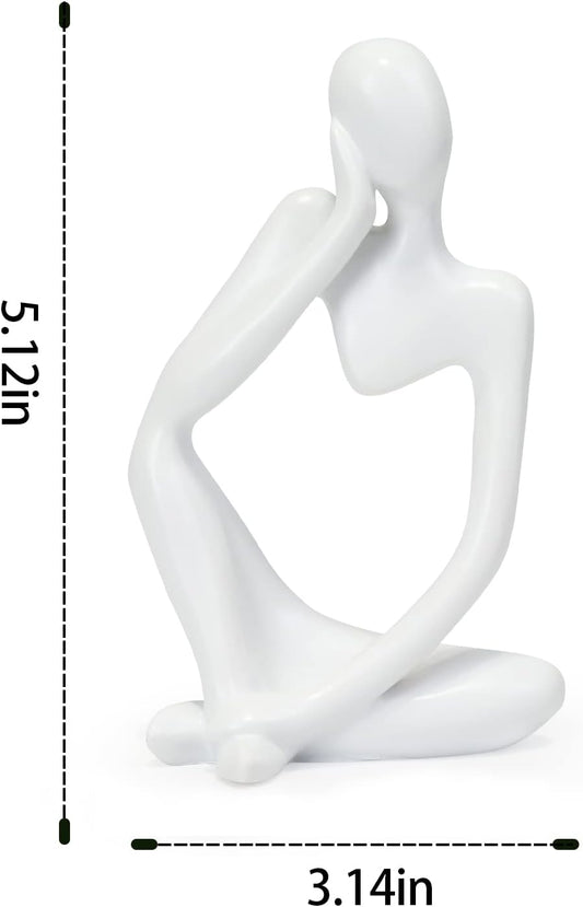 INNOLITES Resin Statue Thinker Style Decoration Abstract Sculptures Collectible Figurines for Home Decor Modern Office Shelf Desktop（White Left）
