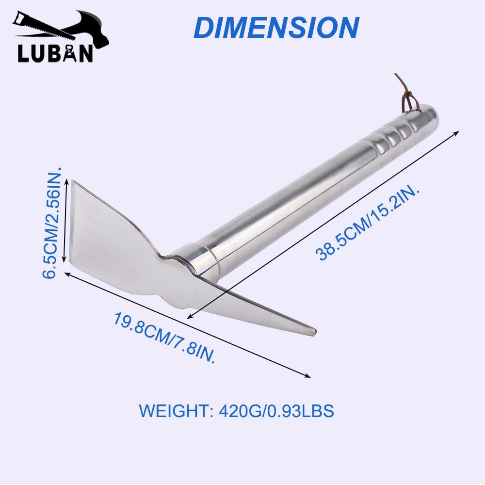 Stainless Steel Garden Hoe Pick 15-inch Length Lightweight Weather Resistant Metal Multipurpose Hand Tool for Gardening Cultivator Weeding Seeding Turning Soil