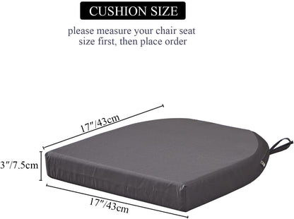 17 x 17 Inch Outdoor Seat Cushions for Patio Furniture with Non Slip and Ties Waterproof & UV Resistant Round Corner Outdoor Chair Cushions Replacement Set of 2, Gray