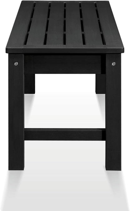 Psilvam Knight Bench, Two Person Outdoor Poly Lumber Patio Backless Bench, Weatherproof Garden Bench That Never Rot and Fade, Suit for Garden, Porch and Park (Black)