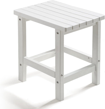 PASAMIC Adirondack Square Side Table, HDPE Outdoor Side Tables, Weather Resistant End Table for Patio, Backyard, Pool, Indoor Companion, Beach, Easy Maintenance (White)