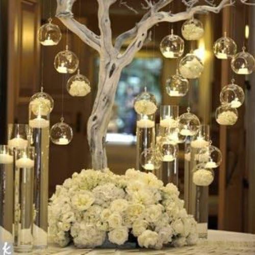 Nuptio 8 Pcs 3.15"/ 8cm Hanging Glass Tealight Holder Globe Plant Terrariums Glass Orbs Air Plants Tea Light Candle Holders Home Decor Indoor Outdoor Garden (6 Pcs + 2 Pcs)