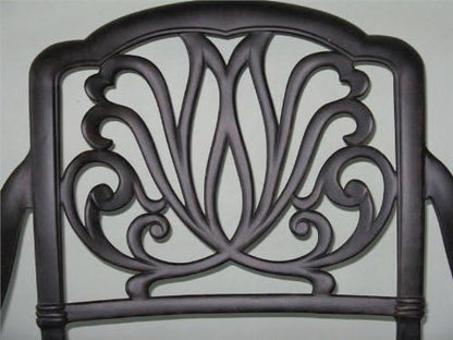 Elizabeth Outdoor Patio 5pc Set Bar Table 42" Dark Bronze Cast Aluminum, Premium Sun-Sesame Cushions