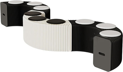 Foldable Kraft Paper Stool, Honeycomb Accordion Folding Bench, Collapsible Paper Stool for Small Spaces, Portable Footrest and Side Table for Living Room and Office,White Black-44×31×600cm