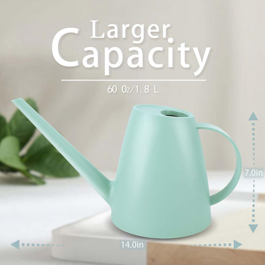 Qilebi Long Spout Small Watering Can for Indoor & Outdoor Plants, House Plant, Garden Flower, 1. 8L 1/2 Gallon (Green)