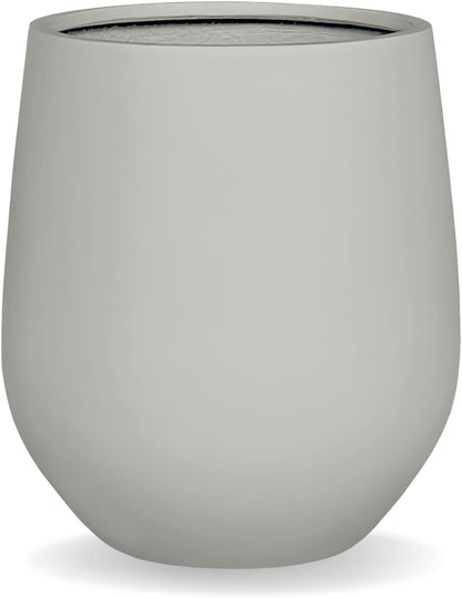 12.5" H x 11.4" D Corso Fiberstone Round Tapered Planter with Drainage Hole, Smooth Finishes, Weather Resistant for Indoor and Outdoor Use (Light French Gray, 9" Pot Opening)