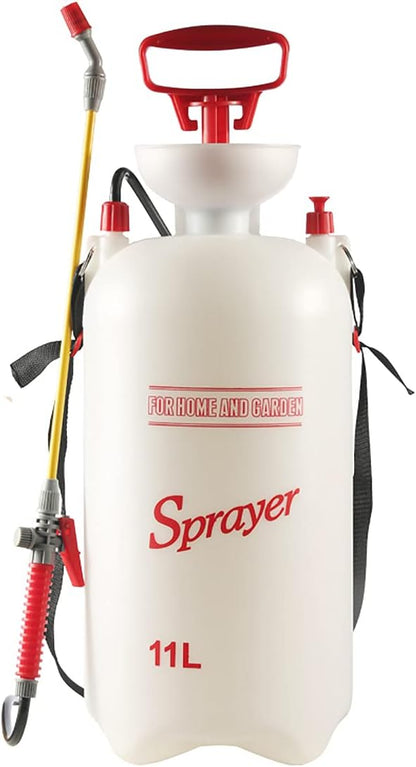 CLICIC 2.9 Gallon (11L) Lawn and Garden Portable Sprayer Pump Pressure Sprayer with Pressure Relief Valve and Adjustable Shoulder Strap for Lawns and Gardens or Cleaning Decks and Cars