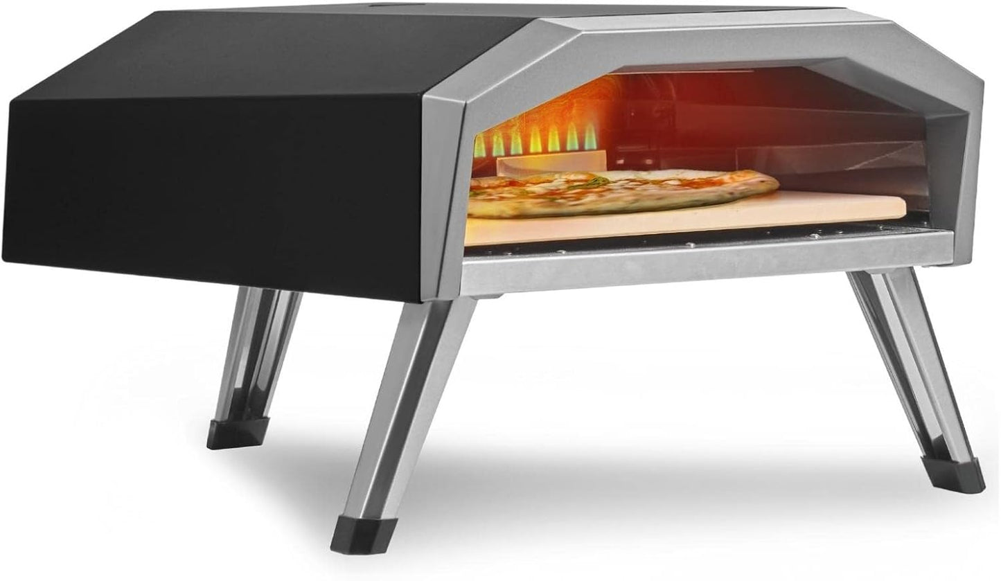 VEVOR Outdoor Propane Gas Pizza Oven, 13 inch Propane Pizza oven, 3 Layers Thick Portable Pizza Maker for Outside Backyard Camping Picnic, Carry Bag, Foldable Leg
