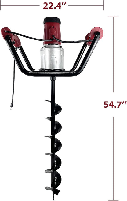 JACKCHEN 1500W Electric Post Hole Digger with Reverse, Double Handle Earth Auger with Storage Bag, 2×6"and 2×4" Auger Bit Earth Auger Drill, Ideal for Installing Fence Post, Drilling, Planting Trees