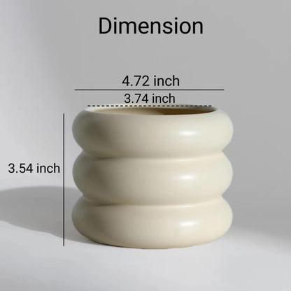 Ceramic Plant Pot Indoor, 4.7 Inch Flower Pot with Drainage Hole, Small Bubble Design Ceramic Planter for Home & Office Decor (Beige)