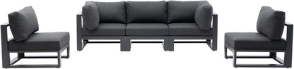 5 Pieces Outdoor Modular Sectional Set Aluminum Patio Conversation Sofa Sets, Armless Sofas with Dark Grey Cushions