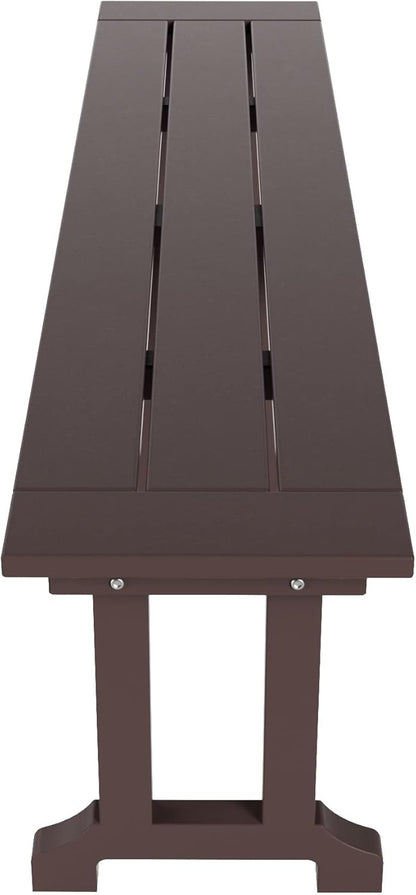 WestinTrends Malibu 65" Outdoor Dining Bench, All Weather Resistant Poly Lumber Patio Garden Bench Trestle Long Bench for Both Outdoor and Indoor, Dark Brown