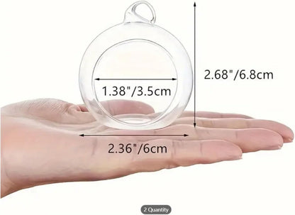 2.36"/ 6cm Hanging Tealight Candle Holder Glass Globes Air Plant Orb Glass Candlestick Lights Terrariums Candles Terrarium Vase Containers Home Decor Indoor Outdoor Garden DIY Gifts (30)