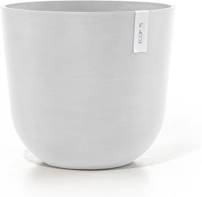 Ecopots Oslo Durable Modern Round Indoor/Outdoor Recycled-Based Composite Flower Pot Planter, Pure White, 17.75"