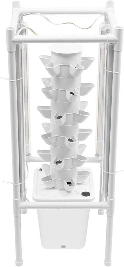 Hydroponics Vertical Growing Kit with Grow Lights 30 Plant Garden Hydroponic Growing System Outdoor Outdoor Indoor Vertical Garden Planter Tower with Automatic Watering for Herbs Fruits Vegetables