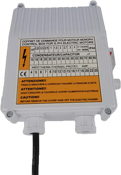 110V/60Hz Submersible Well Pump Control Box - 0.75KW 1HP Accessories with Starter Switch, Controller & Thermal Protection Circuit Breaker