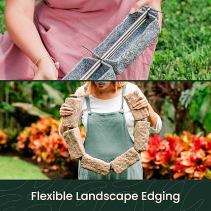 Beuta Landscape Edging | Garden Edging Border | Faux Stone Bricks for Lawn edging, Flower beds, Pathways & Yard Edging– 1 Pack | Each Section Has 6 Bricks 48"L x 4"W x 2.25"H | 3 Spikes |Cobblestone