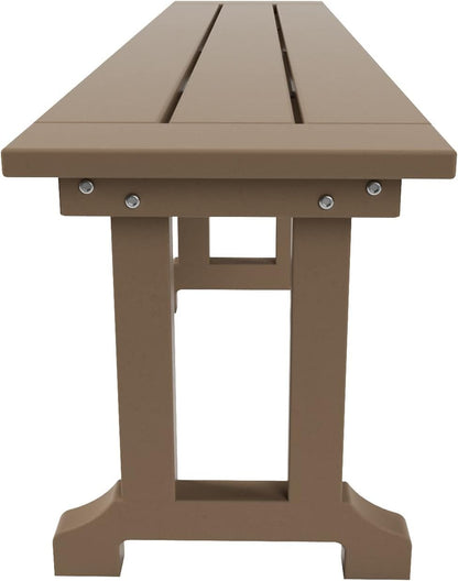 WestinTrends Malibu 65" Outdoor Dining Bench, All Weather Resistant Poly Lumber Patio Garden Bench Trestle Long Bench for Both Outdoor and Indoor, Weathered Wood