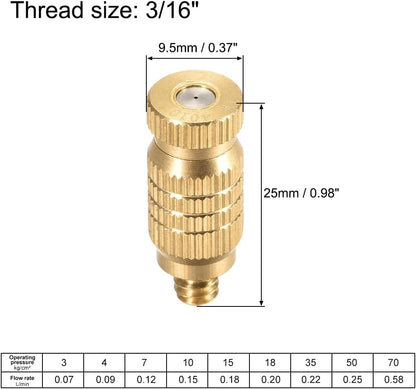 uxcell Brass Misting Nozzle - 3/16-inch Threaded 0.4mm Orifice Dia Fogging Spray Head for Outdoor Cooling System - 5 Pcs Golden