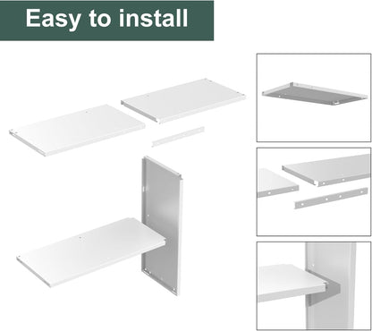 Storage Shed Shelf, Weatherproof Metal Shelf for 30 cuft Tool Cabinet, Ideal for Outdoor Use, with Screw and Nuts Easy Assembly, 45.6''L×13.2''W×30.1H, White