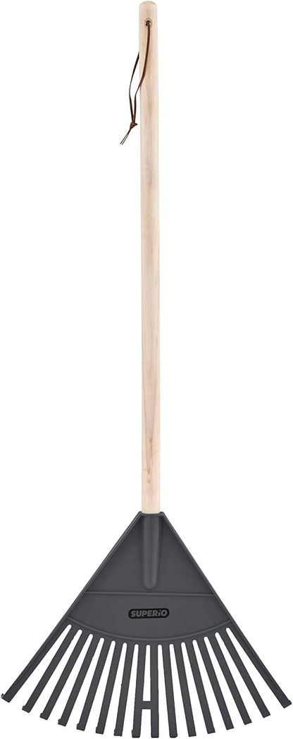 Pack of 12 Kids Rake with Hardwood Handle, Durable Plastic Head to Sweep Leaves in Lawn and Tidying Up The Garden, 34" (Grey)
