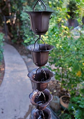 Nutshell Stores Flower Cups Rain Chain - Bronze - 15 Feet