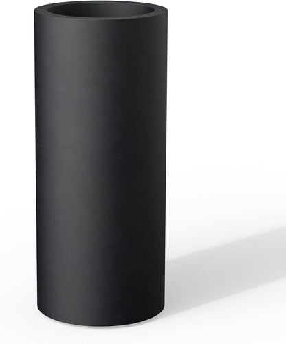 Kante 18.9 Inch Tall Cylindrical Planter, Large Round Plant Pots with Drainage Hole, Made with Concrete, Suitable for Indoor Outdoor Plants, Home Decor, Black