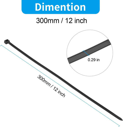 XINGO 12 Inch Black Zip Ties Heavy Duty 1000 Pack, 120 LBS Tensile Strength, Premium Nylon Cable Wire Ties, Self-locking Plastic Ties for Indoor and Outdoor Use